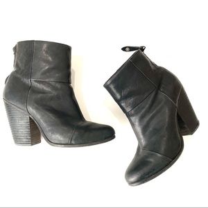 RAG & BONE $495 Womens 39 Black Leather Newbury Zip Up Ankle Booties